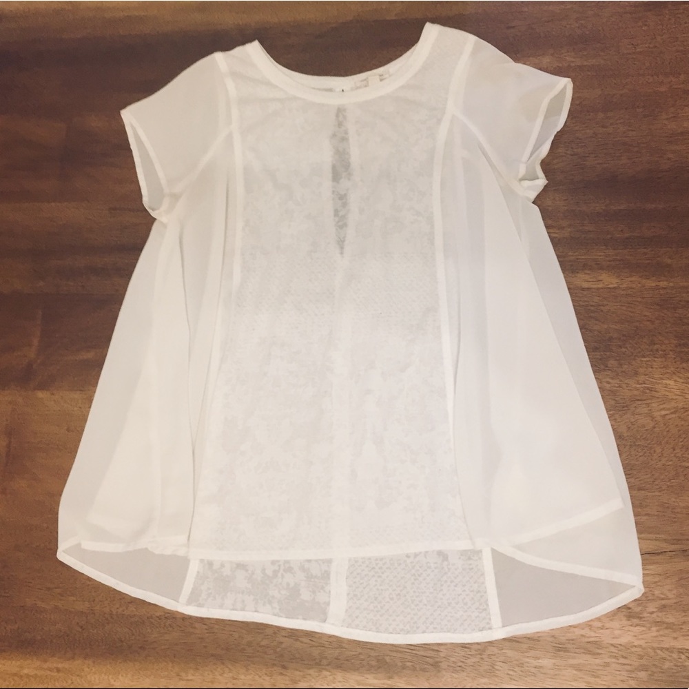 White Babydoll Tee Chiffon/Cotton Mix
